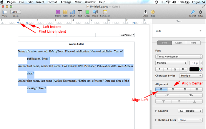 format indent word for mac