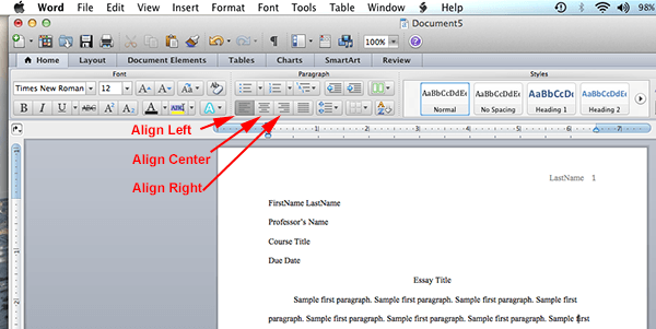 ms word for mac different header on first page