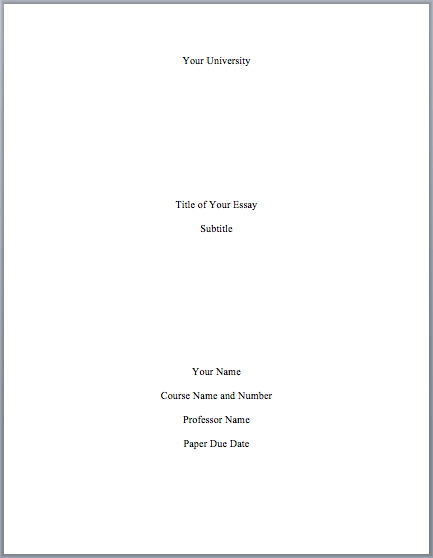 Title page for an essay