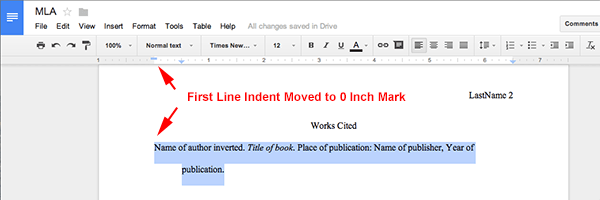 how to create first line indent in word