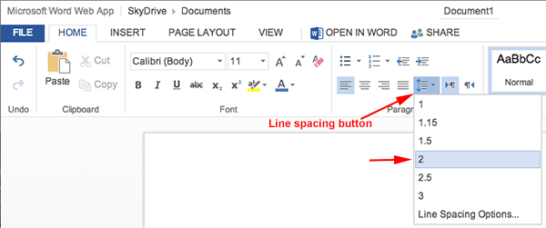 how to double space in microsoft word 2010